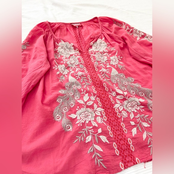 Johnny Was Workshop Boho Floral Embroidered Blouse - Picture 5 of 9